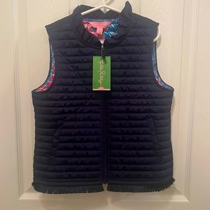 Lilly Pulitzer girls lined, fringed vest L (8-10)